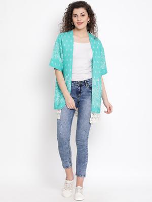 laced hem printed shrug - 17116469 - Standard Image - 4