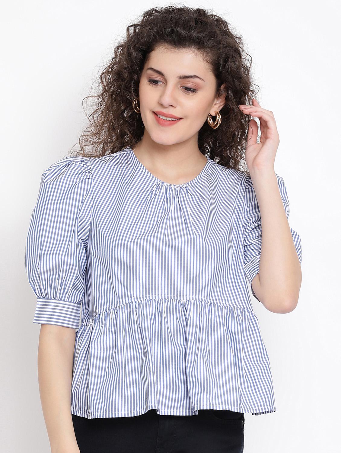 puff sleeves striped top - 17116479 - Zoom Image - 1