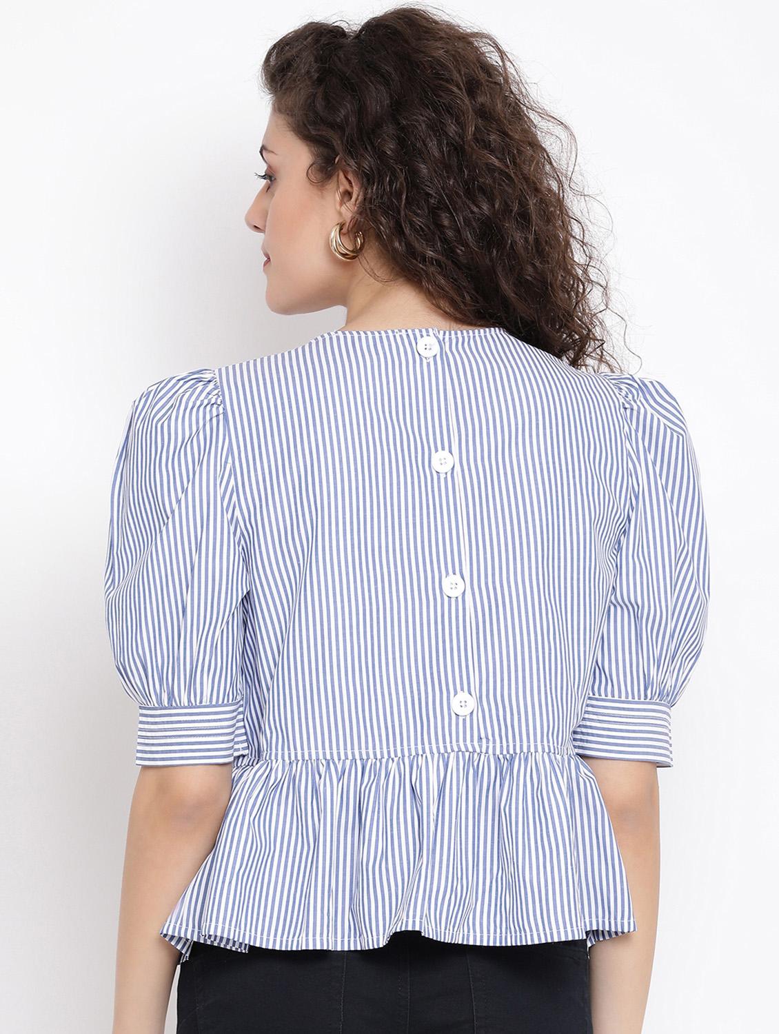 puff sleeves striped top - 17116479 - Zoom Image - 3