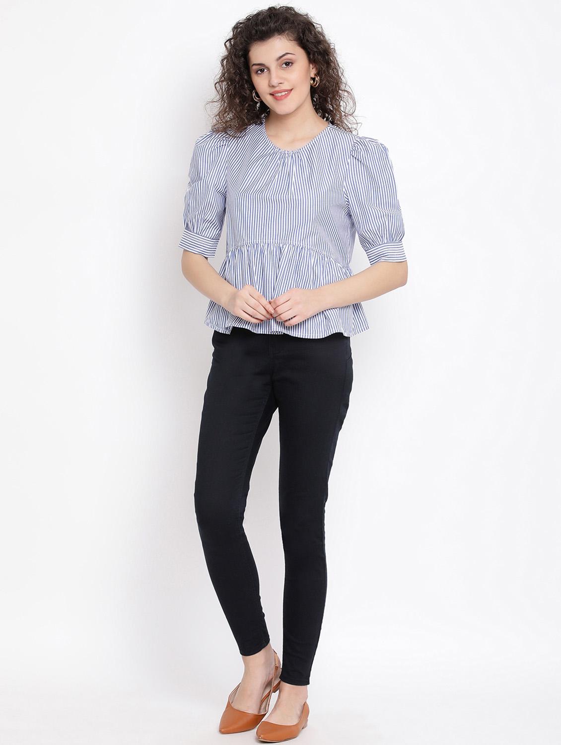 puff sleeves striped top - 17116479 - Zoom Image - 4