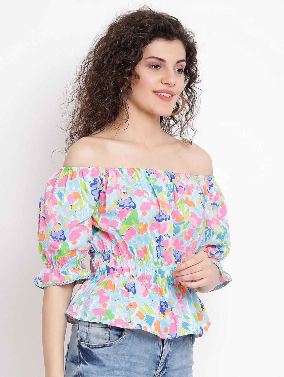 off shoulder floral top - 17116493 - Zoom Image - 2