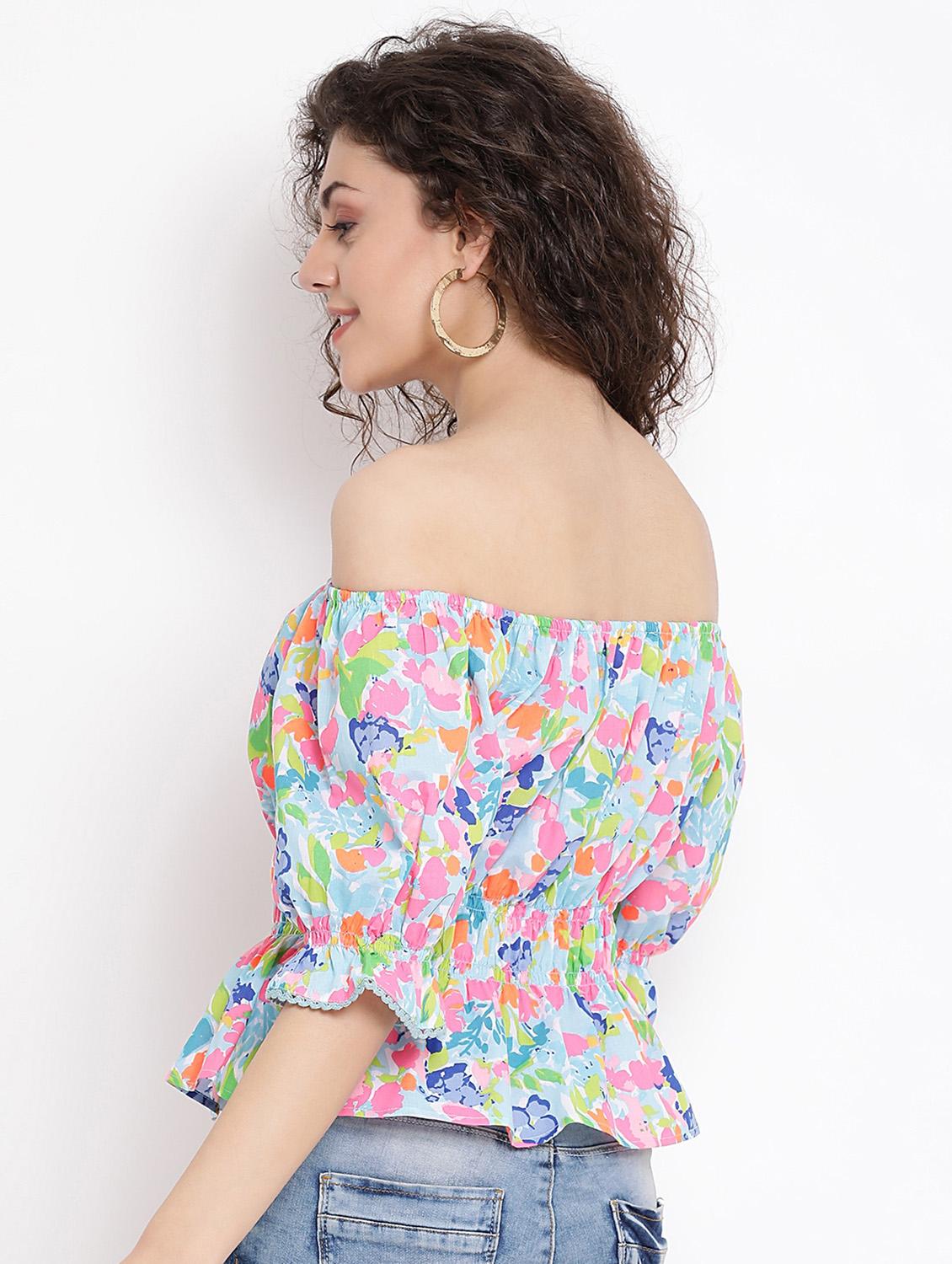 off shoulder floral top - 17116493 - Zoom Image - 3