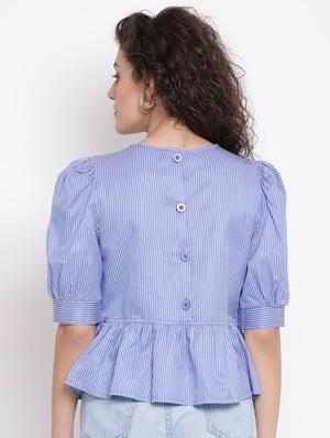 puff sleeves peplum top - 17116501 - Standard Image - 3