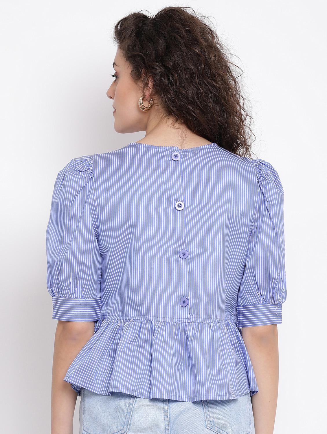 puff sleeves peplum top - 17116501 - Zoom Image - 3