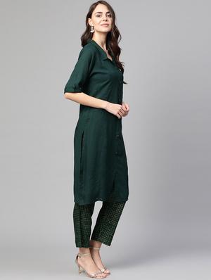 solid kurta pant set - 17116676 - Standard Image - 2