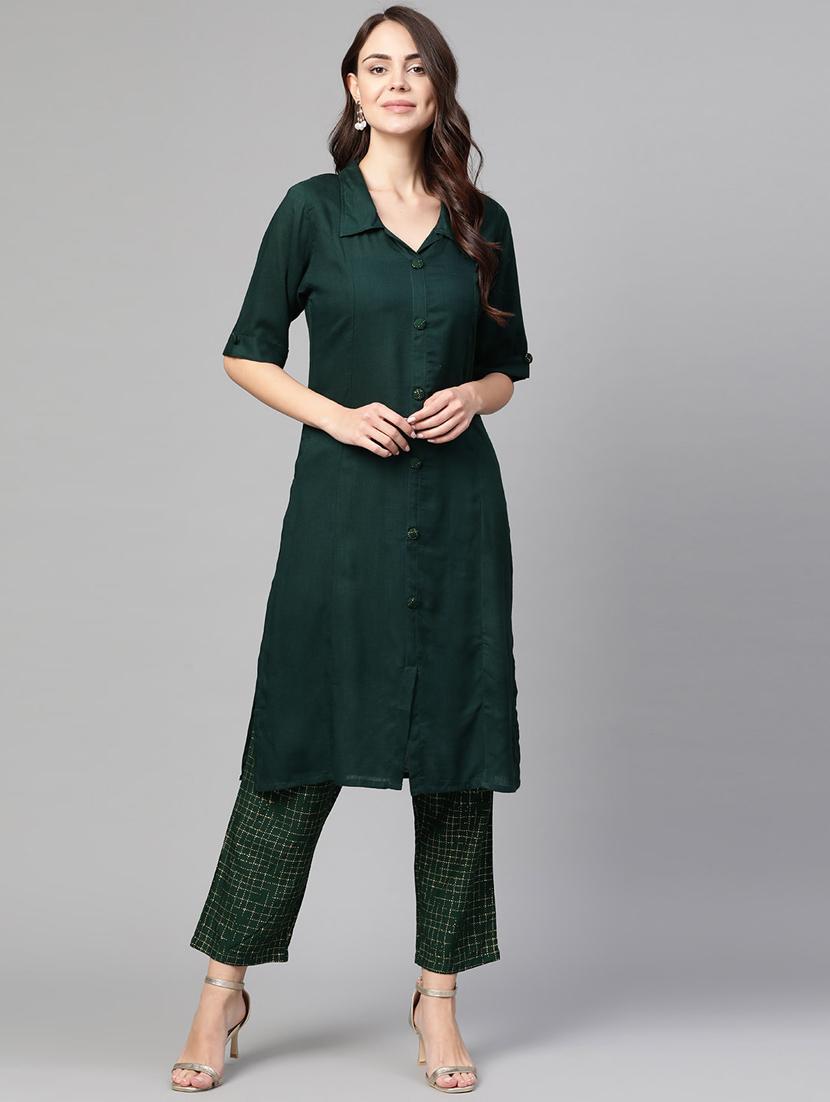 solid kurta pant set - 17116676 - Zoom Image - 1