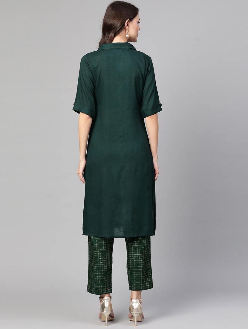 solid kurta pant set - 17116676 - Zoom Image - 3