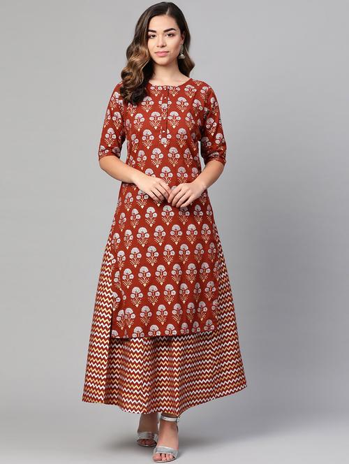 printed kurta skirt set - 17116679 - Standard Image - 1