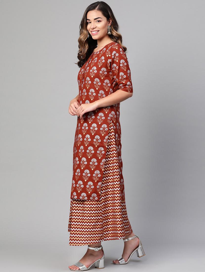 printed kurta skirt set - 17116679 - Zoom Image - 2