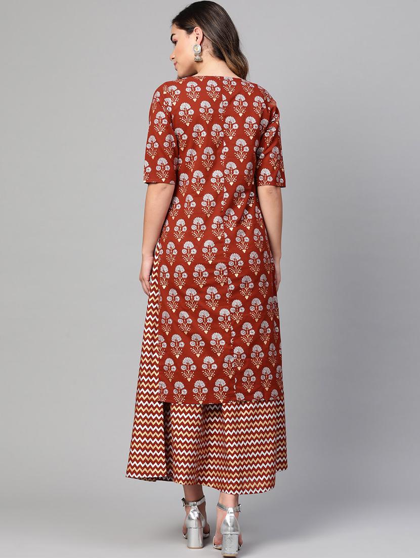 printed kurta skirt set - 17116679 - Zoom Image - 3