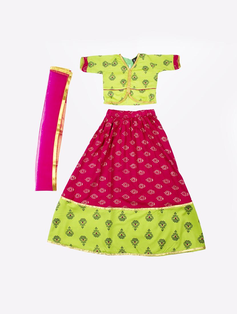 pink cotton lehnga choli - 17116940 - Zoom Image - 1