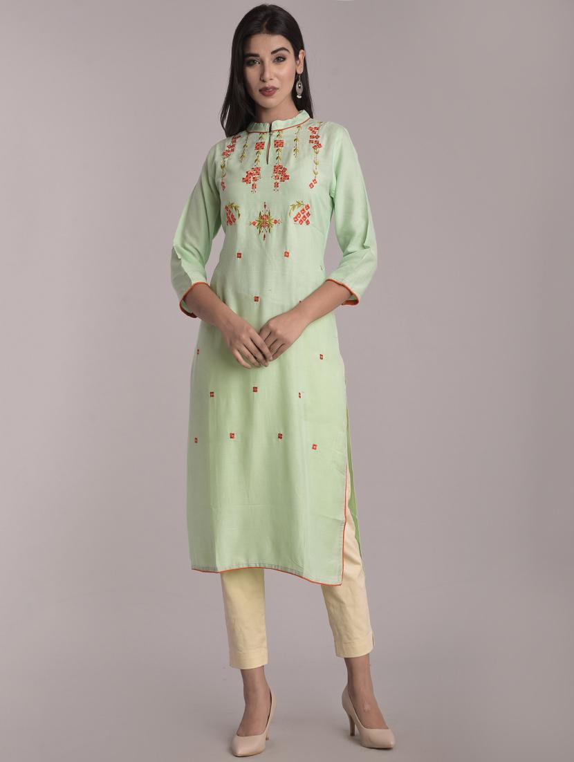 embroidered straight kurta - 17116966 - Zoom Image - 1