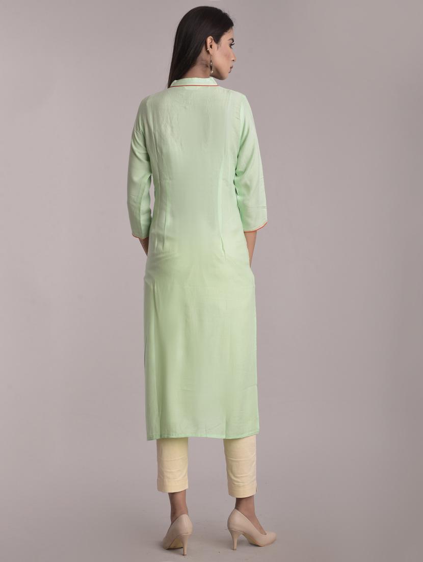 embroidered straight kurta - 17116966 - Zoom Image - 3