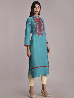 embroidered straight kurta - 17116969 - Standard Image - 2