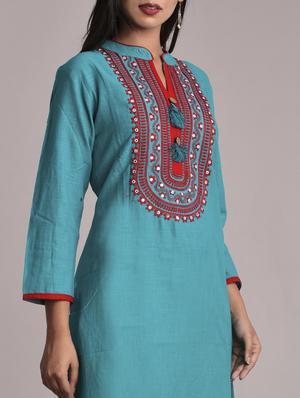embroidered straight kurta - 17116969 - Standard Image - 4