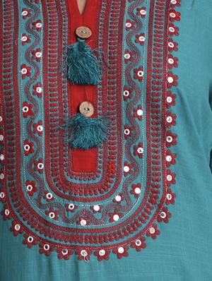 embroidered straight kurta - 17116969 - Standard Image - 5