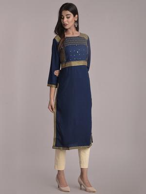 embroidered straight kurta - 17116974 - Standard Image - 2