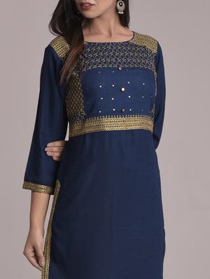 embroidered straight kurta - 17116974 - Standard Image - 4