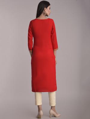 embroidered straight kurta - 17116975 - Standard Image - 3