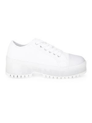 white canvas laceup casual shoes - 17116988 - Standard Image - 2