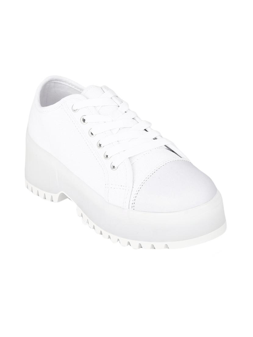 white canvas laceup casual shoes - 17116988 - Zoom Image - 1