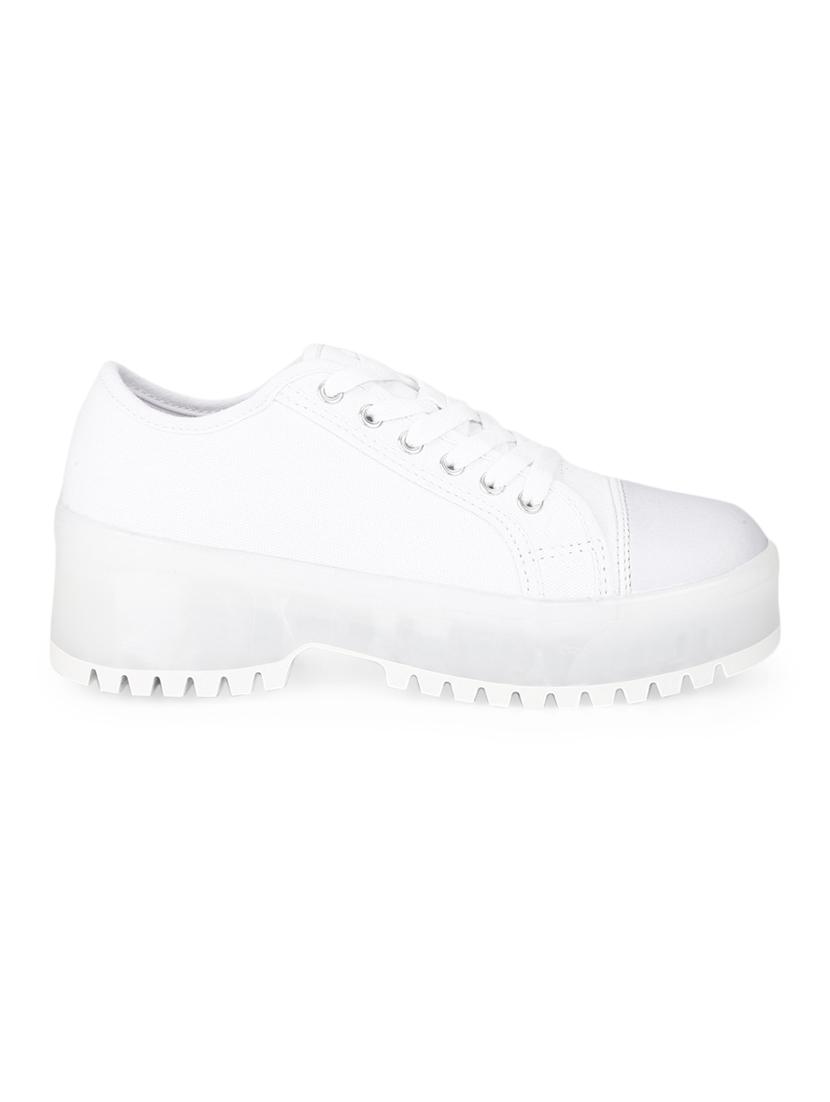 white canvas laceup casual shoes - 17116988 - Zoom Image - 2