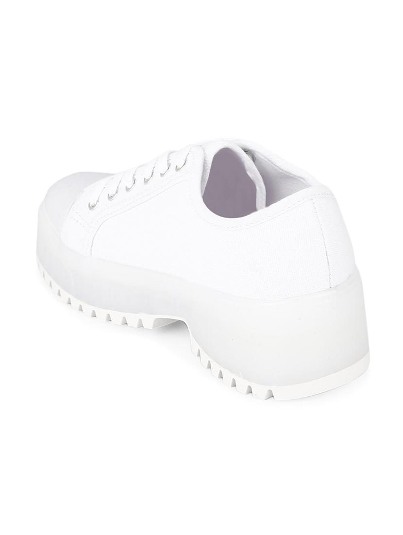 white canvas laceup casual shoes - 17116988 - Zoom Image - 3