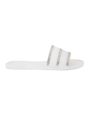 white slip on sandals - 17116993 - Standard Image - 2
