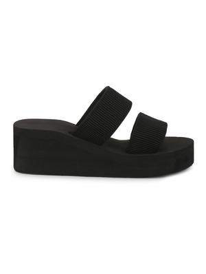 black slip on wedges - 17117069 - Standard Image - 3
