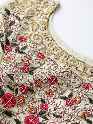 embroidered flared lehenga - 17117987 - Standard Image - 4