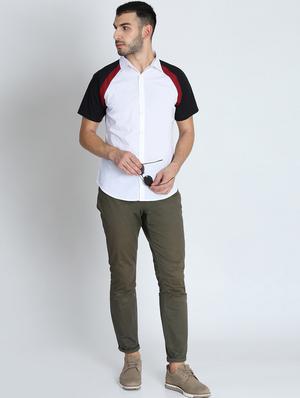 white color block casual shirt - 17118040 - Standard Image - 4