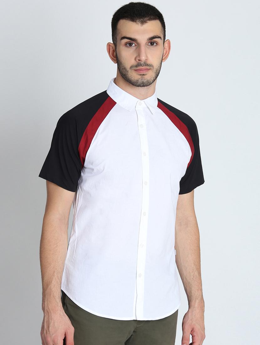 white color block casual shirt - 17118040 - Zoom Image - 2
