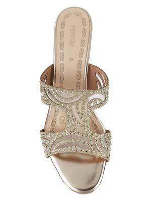 gold synthetic mules sandals - 17118609 - Standard Image - 4