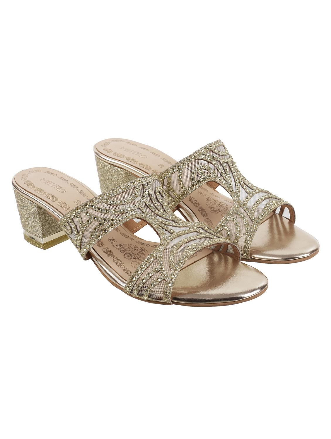 gold synthetic mules sandals - 17118609 - Zoom Image - 1