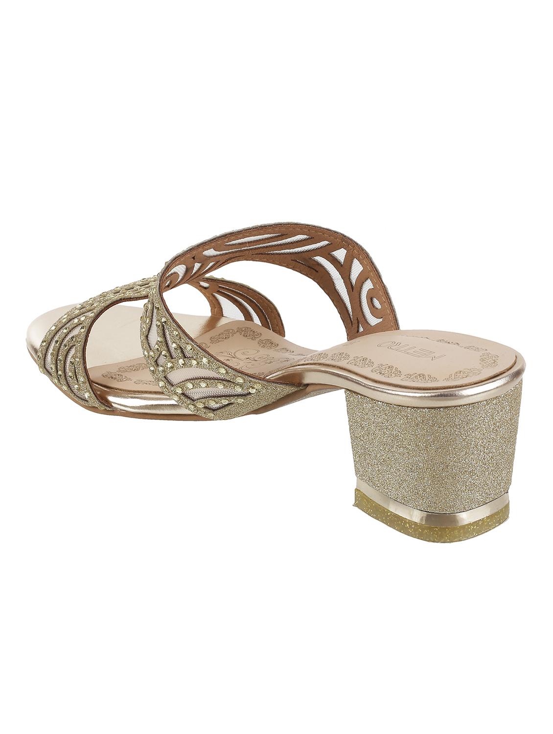 gold synthetic mules sandals - 17118609 - Zoom Image - 3
