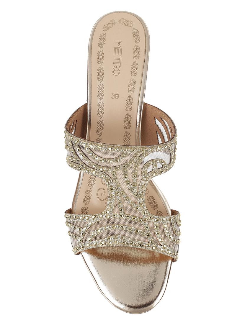 gold synthetic mules sandals - 17118609 - Zoom Image - 4