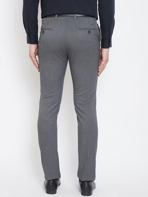 grey solid flat front formal trouser - 17118851 - Standard Image - 3