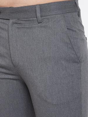 grey solid flat front formal trouser - 17118851 - Standard Image - 5