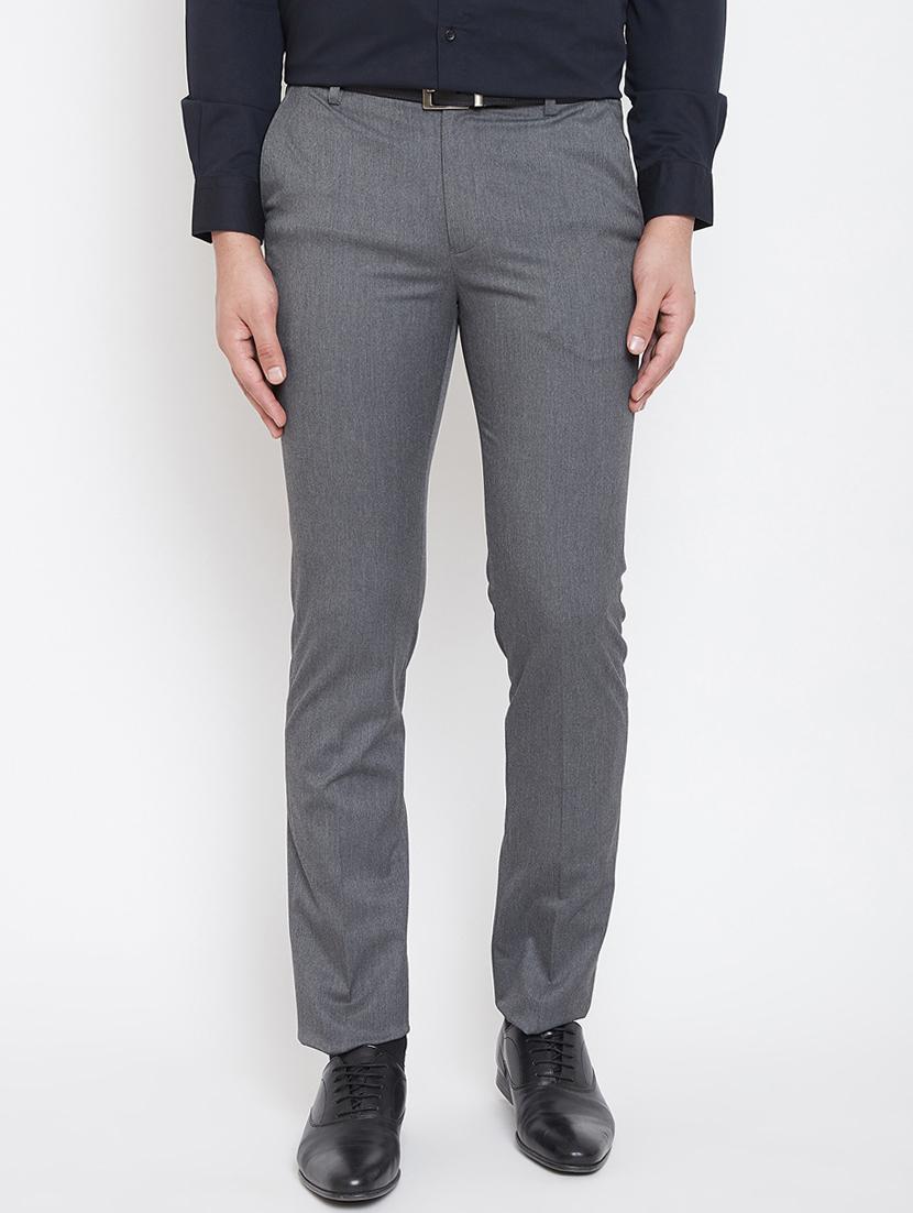 grey solid flat front formal trouser - 17118851 - Zoom Image - 1