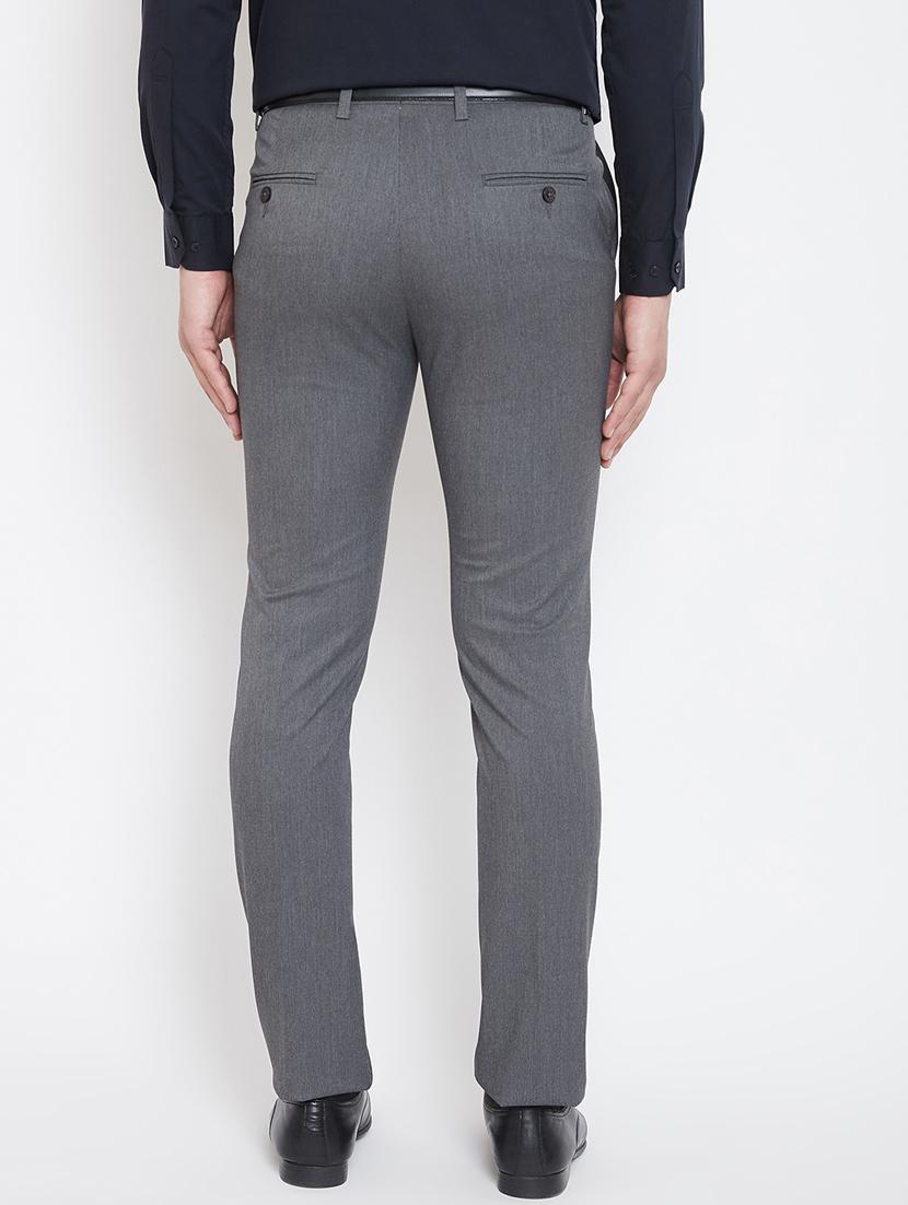 grey solid flat front formal trouser - 17118851 - Zoom Image - 3