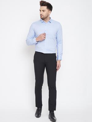 black solid flat front formal trouser - 17118852 - Standard Image - 4