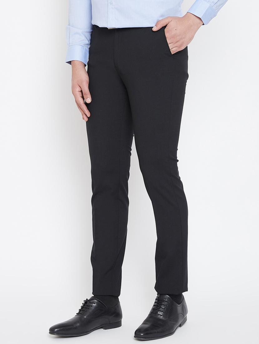 black solid flat front formal trouser - 17118852 - Zoom Image - 2