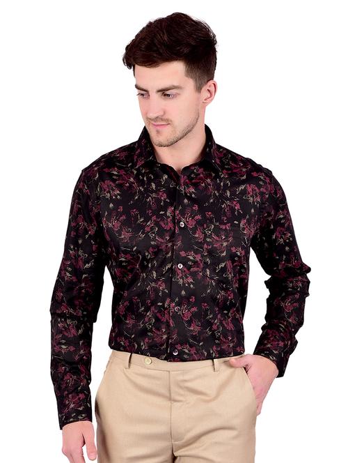 black floral print casual shirt - 17119136 - Standard Image - 1