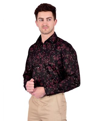 black floral print casual shirt - 17119136 - Standard Image - 2