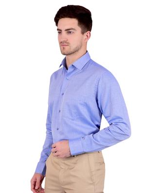 blue self design formal shirt - 17119160 - Standard Image - 2