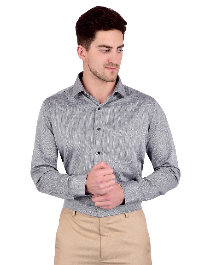 grey self design formal shirt - 17119161 - Zoom Image - 1