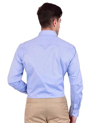 blue solid formal shirt - 17119167 - Standard Image - 3