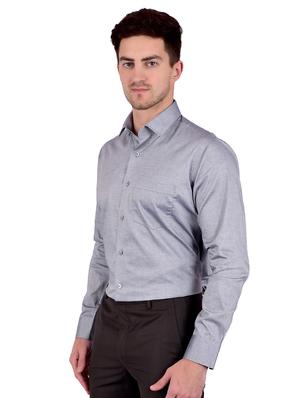 grey solid formal shirt - 17119169 - Standard Image - 2