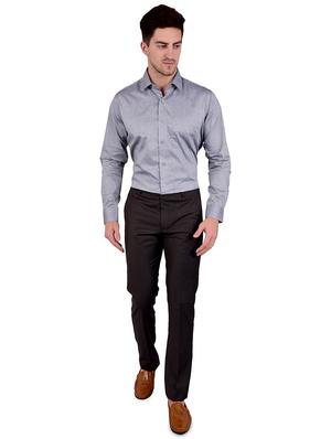 grey solid formal shirt - 17119169 - Standard Image - 4
