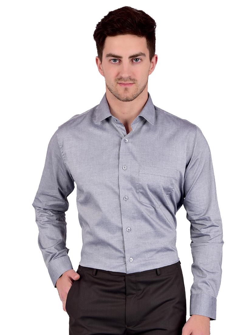 grey solid formal shirt - 17119169 - Zoom Image - 1